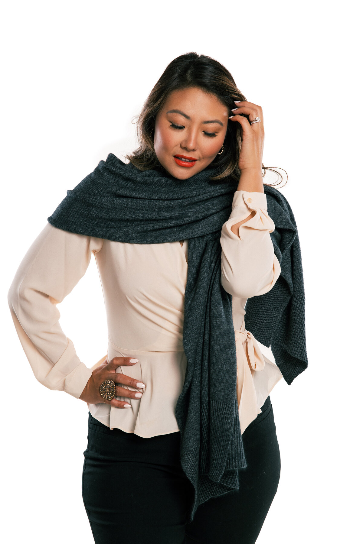 Claire Wrap Scarf Charcoal 2