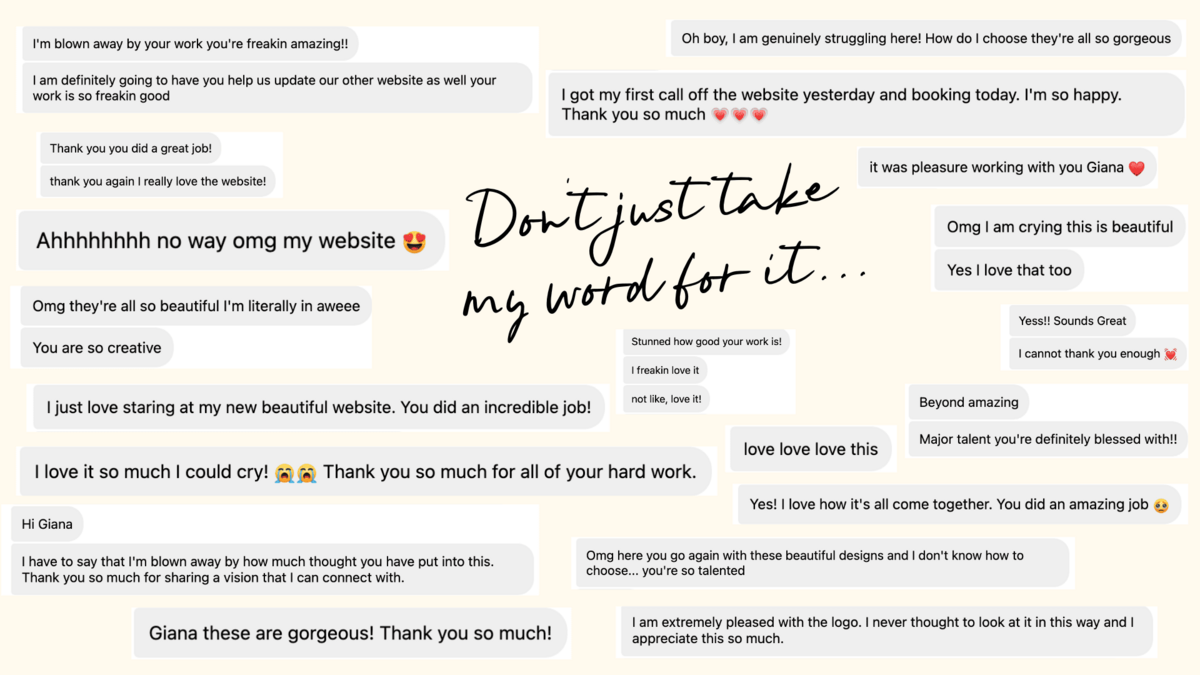 Screenshot of Past Client Reviews Giana Creative has got