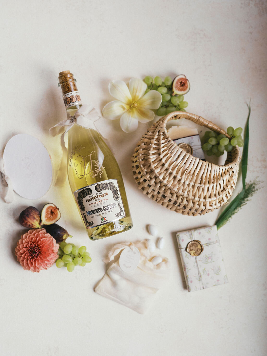 Bespoke art curated welcome basket _Heights House Fall Wedding_Katie Stoltz_Photography