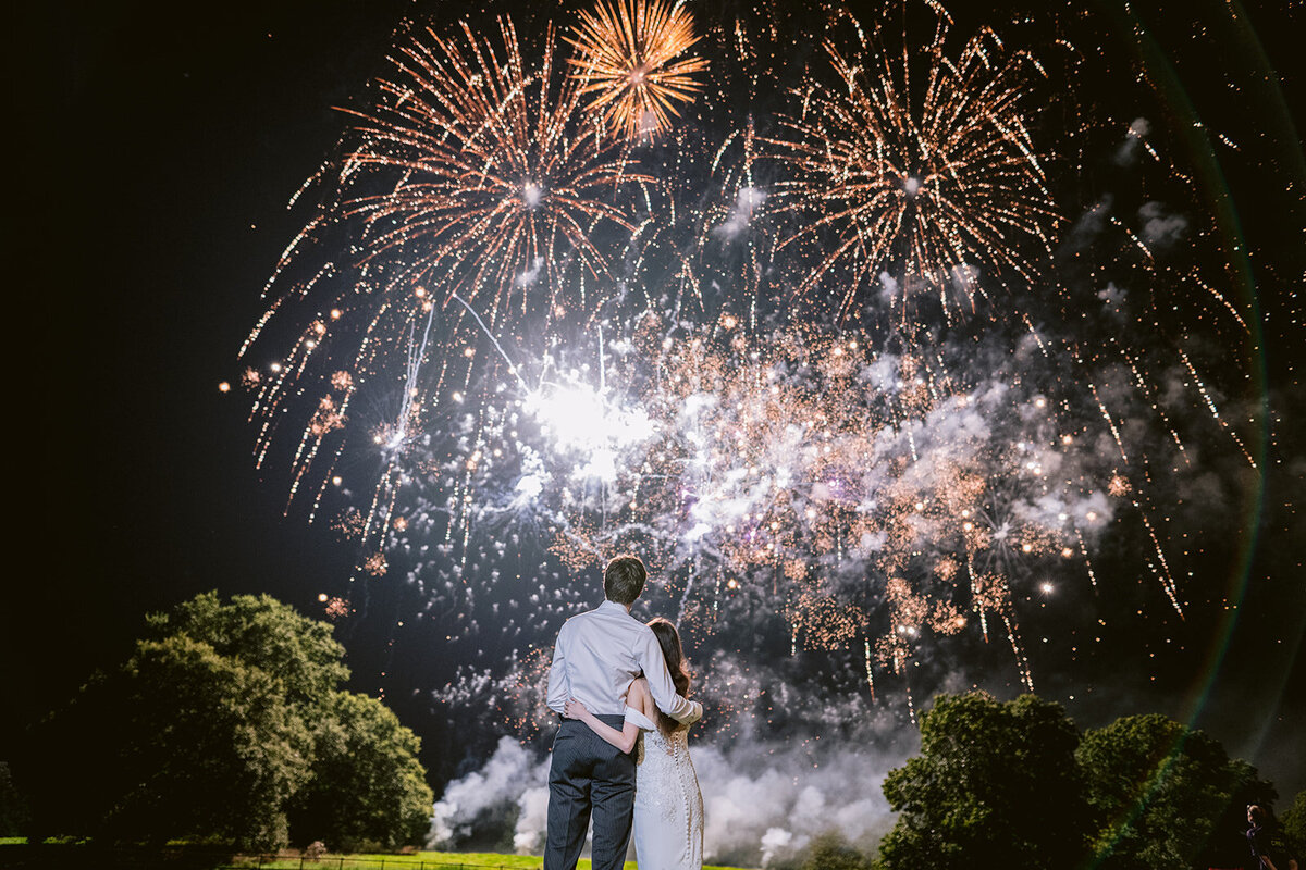 fireworks at at allerton castle jewish wedding