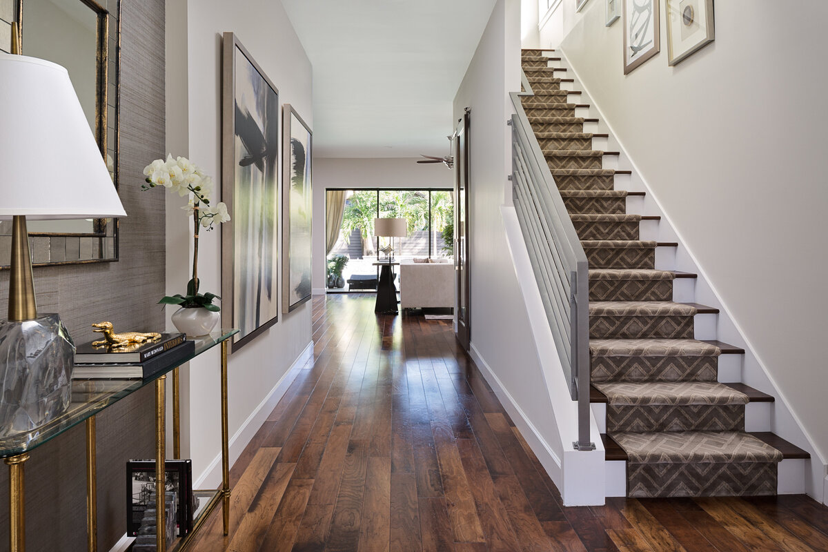Foyer Wooden Floor + Stair Carpet