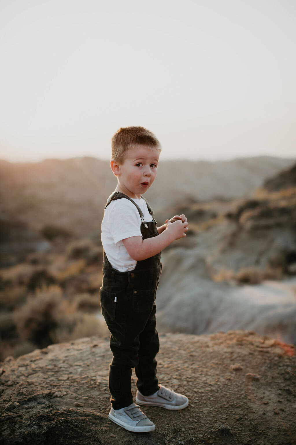 A young boy at sunset in Montana