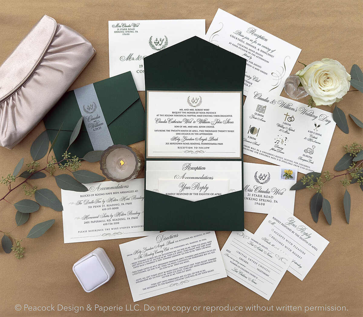 Claudia Wert & William Stover Wedding Invitation Suite PHOTO Collage 72dpi To Post WEB