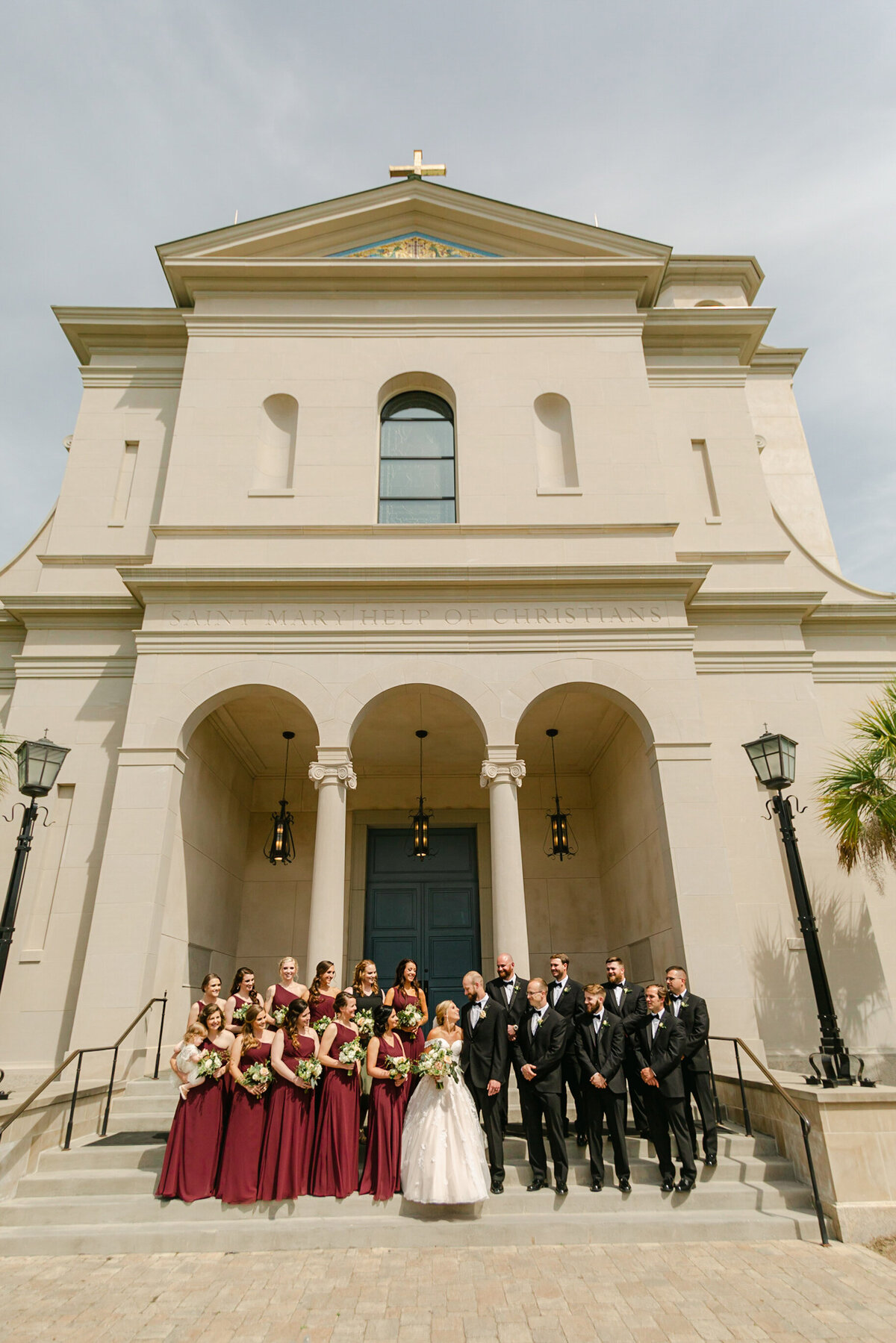 bridal party outside of church