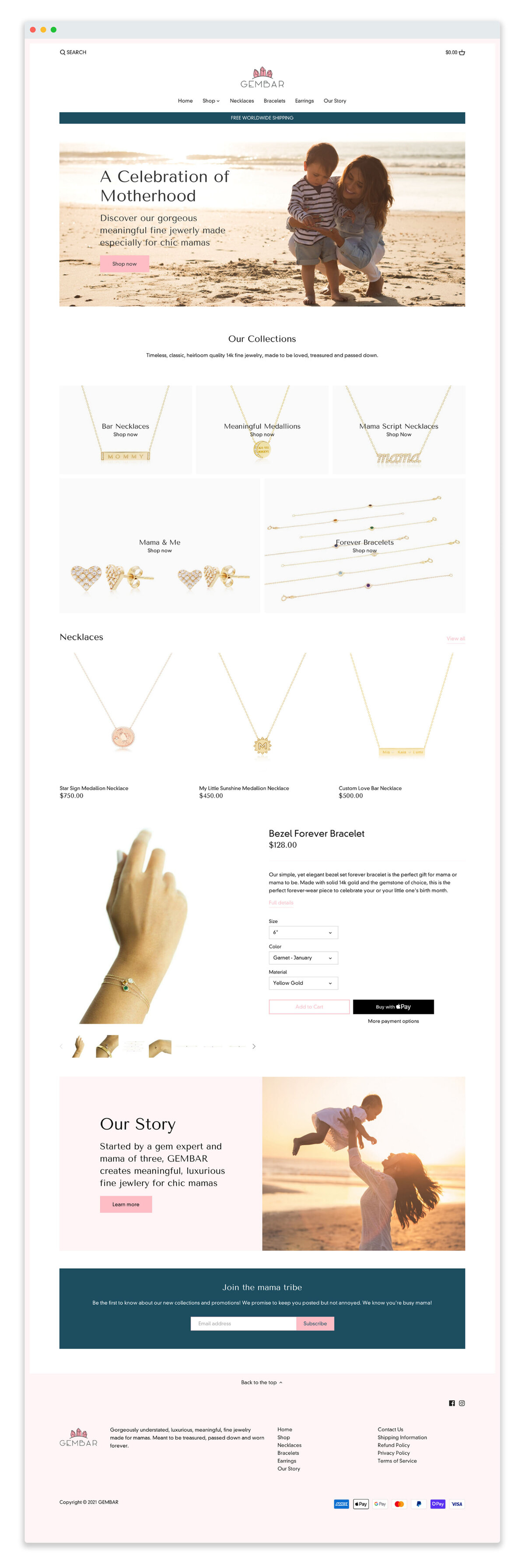 E-Commerce Web Design Service for Luxury Bespoke Jewelry Brand, GEMBAR by Website Designer in Hong Kong, Kyra Janelle - Desktop Homepage.