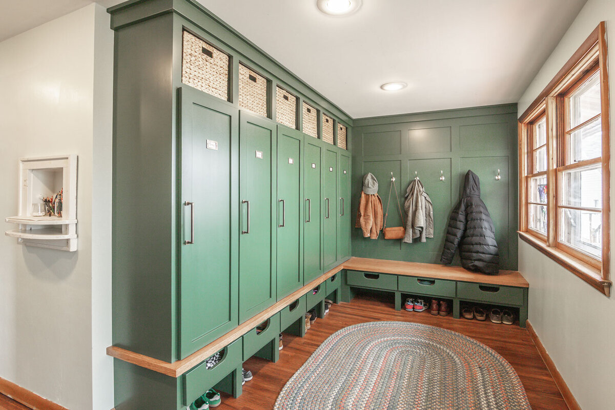 green mudroom design