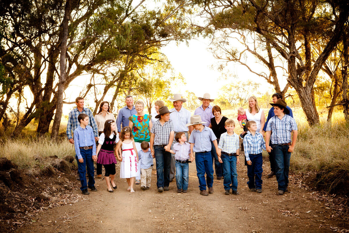 large family walking together at Moura, QLD