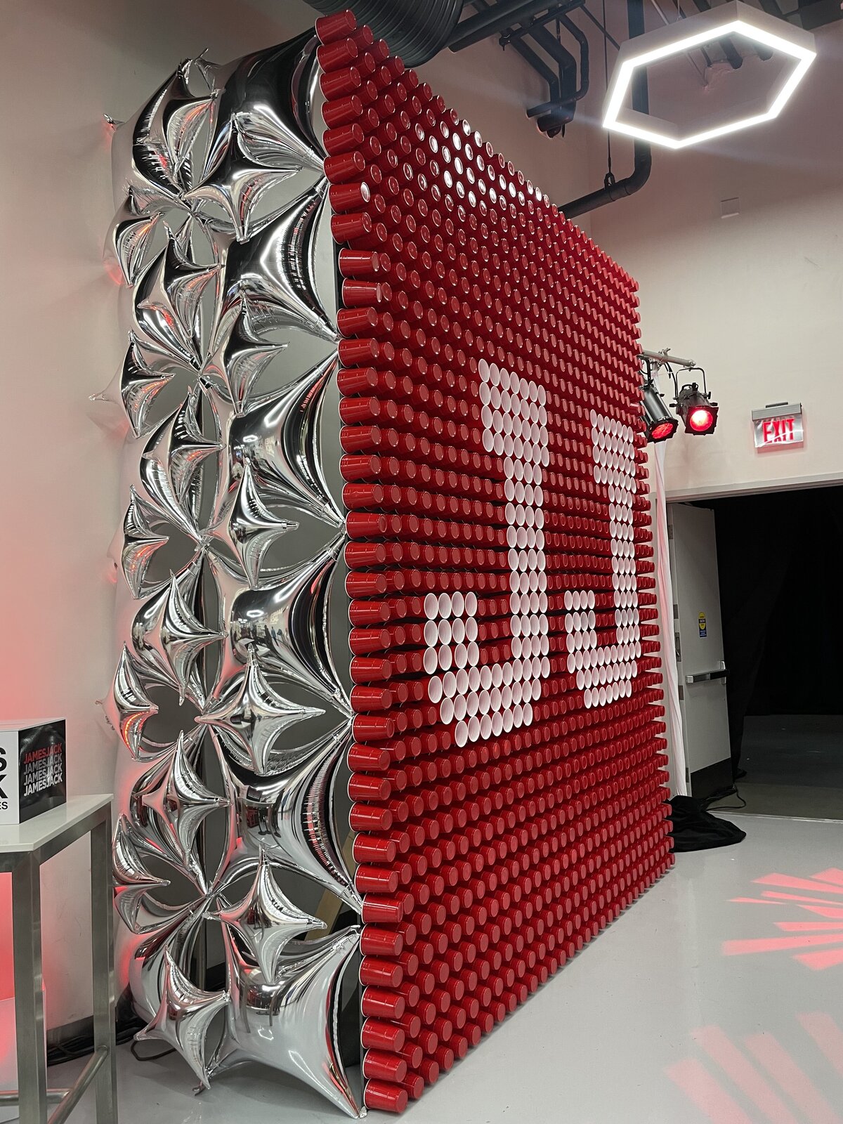 Custom Bat Mitzvah installation by The Works Collective | immersive event design at Sofi Stadium.
