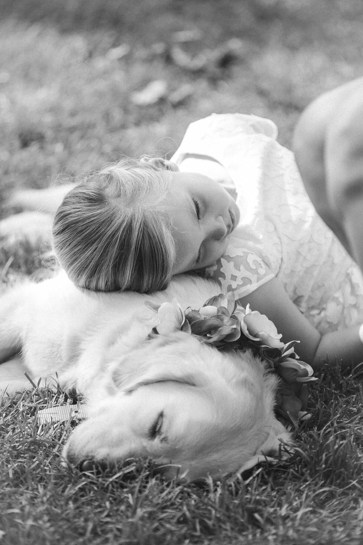 flower girl with a dog