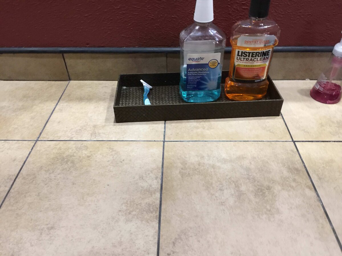 Organized simplified bathroom counter