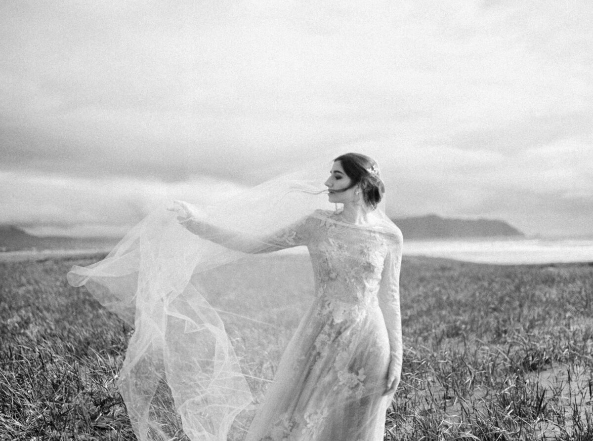Black and White photo of women in veil