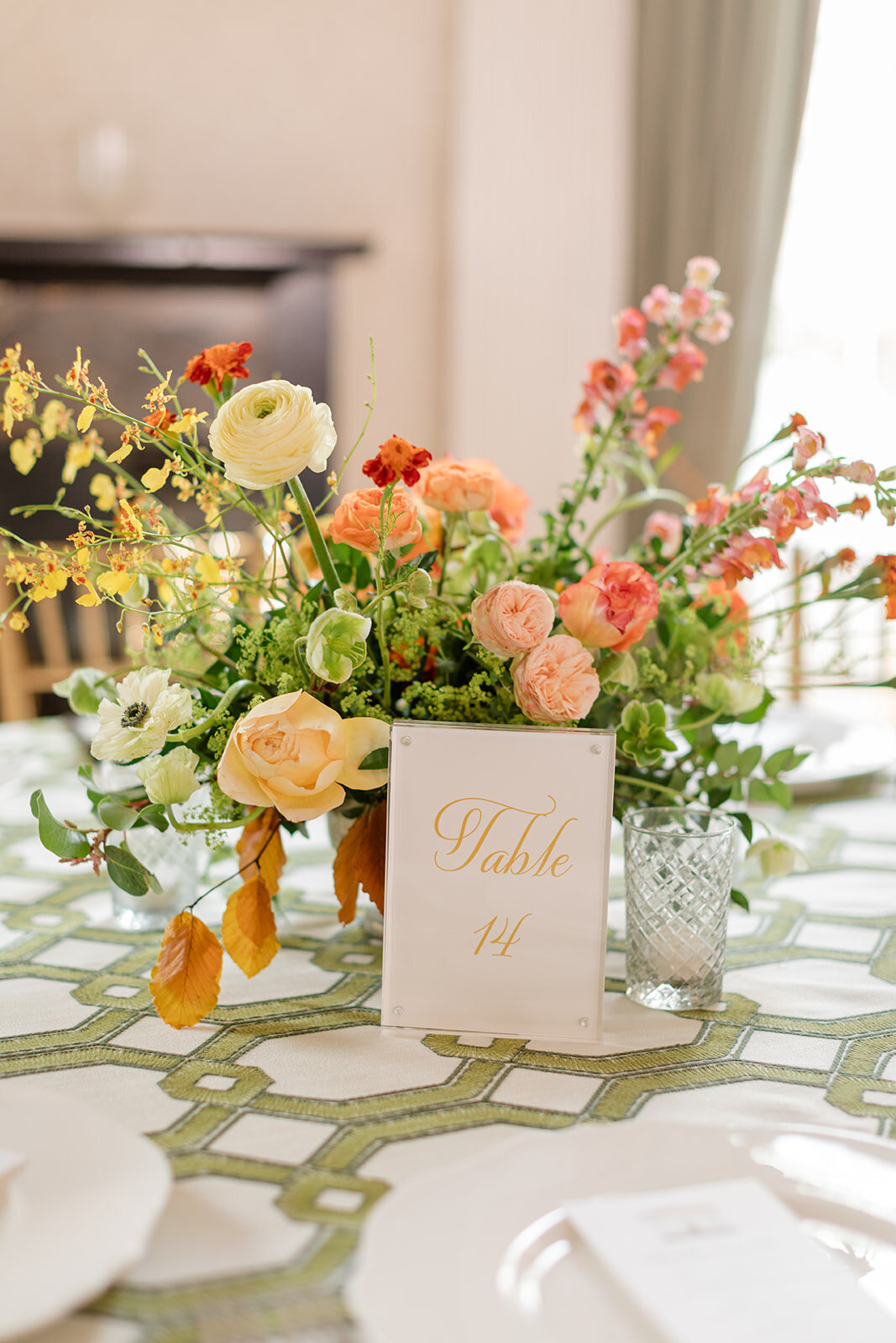 Floral arrangement on table Hibernian Society; Charleston, South Carolina