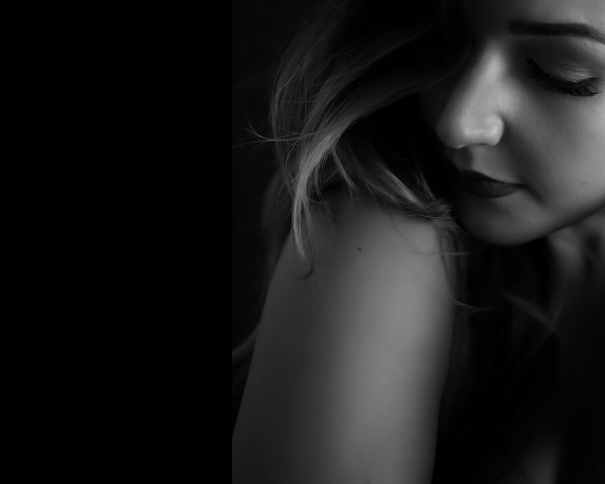 black and white portrait of woman