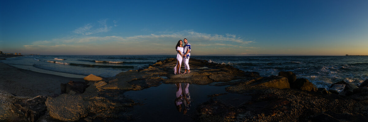 Couple at their engagement session at the New Jersey Shore