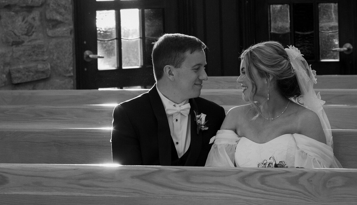 Couple shares a private moment after their wedding in Dahlonega, GA.