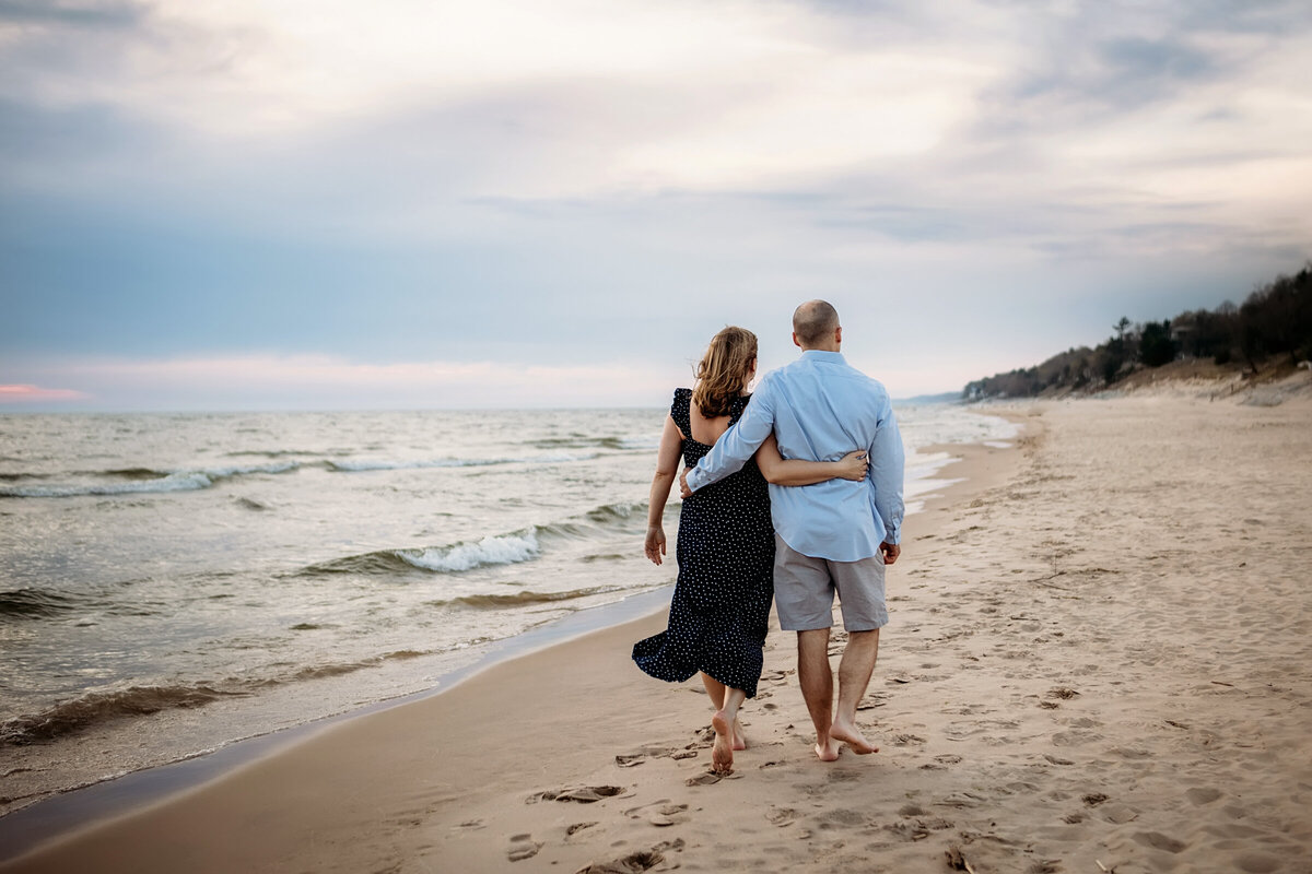 lake michigan beach engagement