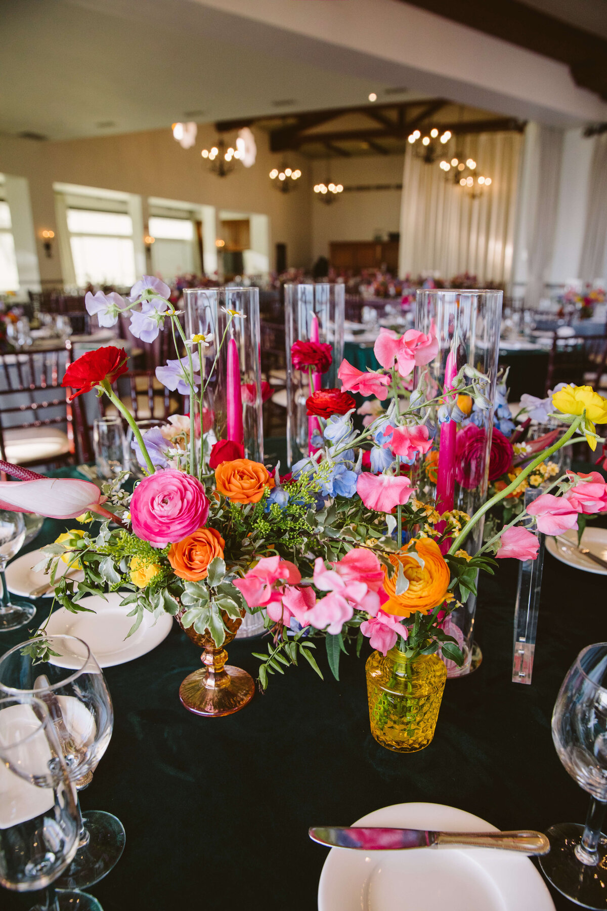 Colorful wedding flowers for a wedding at Bel Air Bay Club