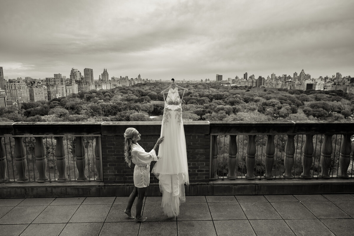 Oh Niki Occasions Wedding at New York Athletic Club with Central Park View from Terrace, Photographed by Bojan Hohnjec Studios, bride & wedding gown