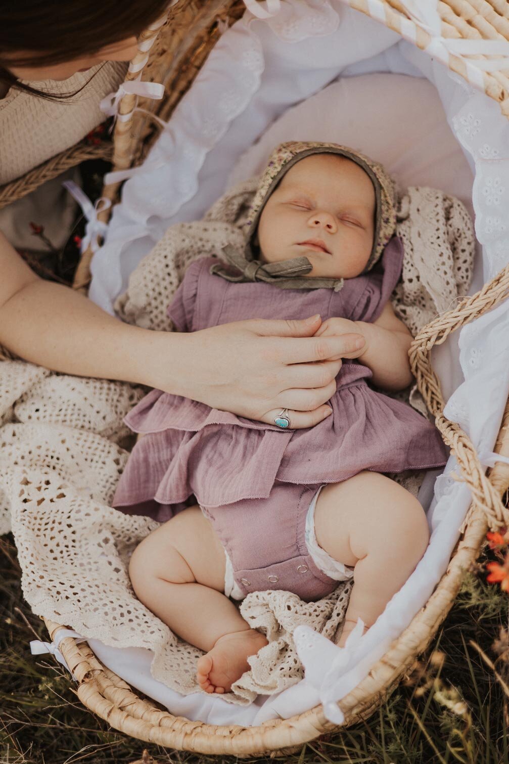 newborn-girl-bassinet-purple-bloomers