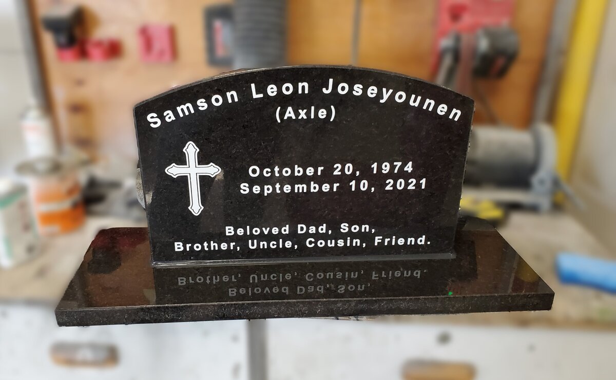 Joseyounen Headstone Cross Custom Design Biggar SK