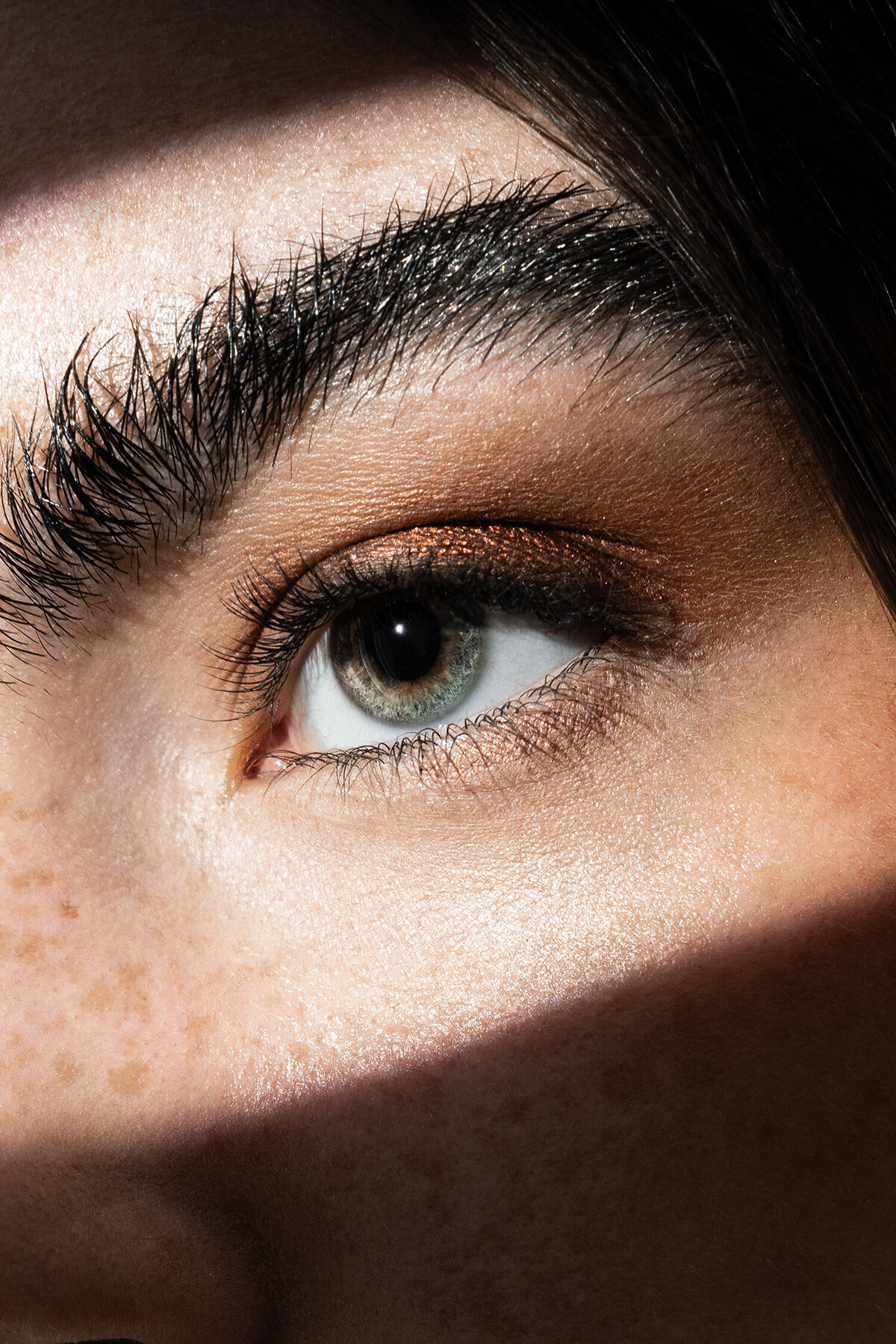 Bold beauty photography close-up of green eye