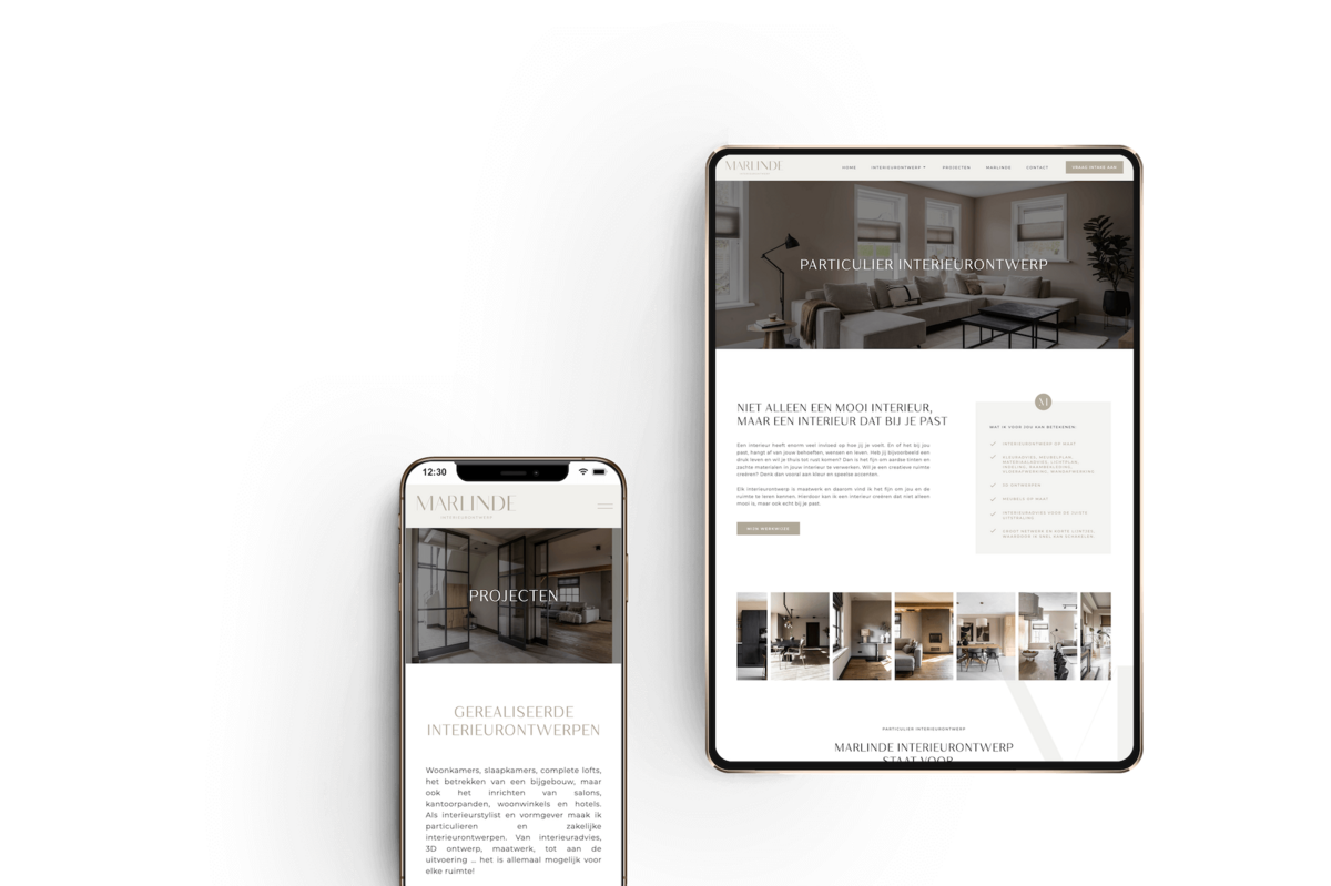 Showit template personalisatie Marlinde Interieurontwerp