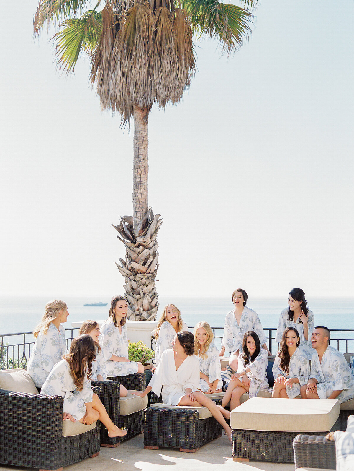 sitting on balcony of the ritz bacara in santa barbara