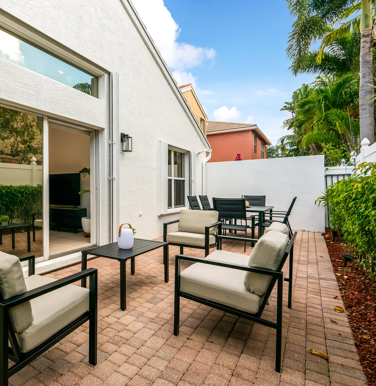 outdoor staged patio area