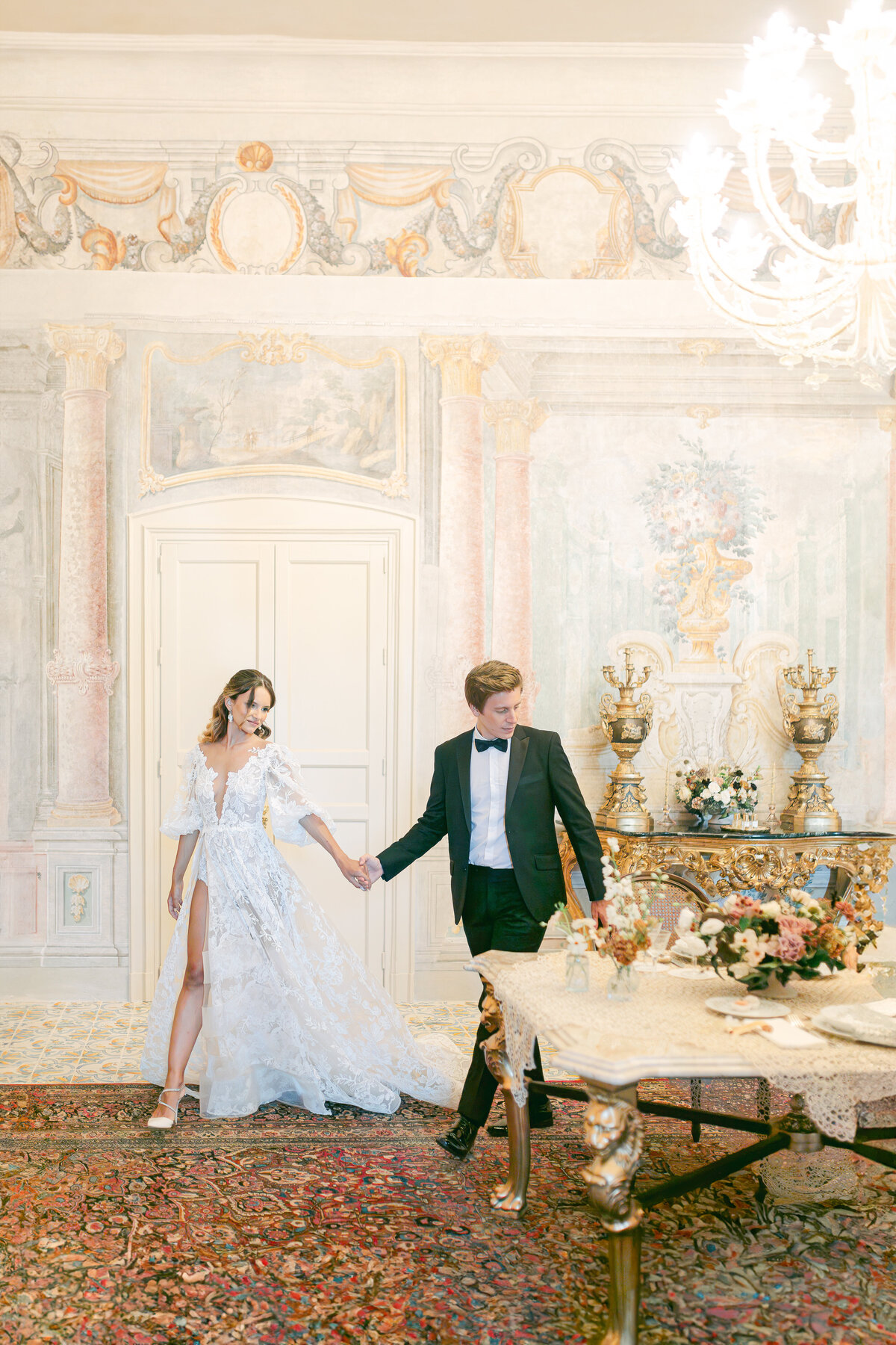 576 - Maila Enea Events - Bride and Groom - Andrea Sedici Wedding Dress - Villa Del GattoPardo Hotel_ Palermo_ Italy - Joana Senkute Photography