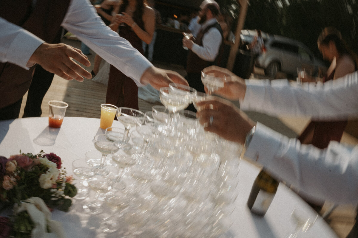 artsy blurred photo of drinks at alberta reception