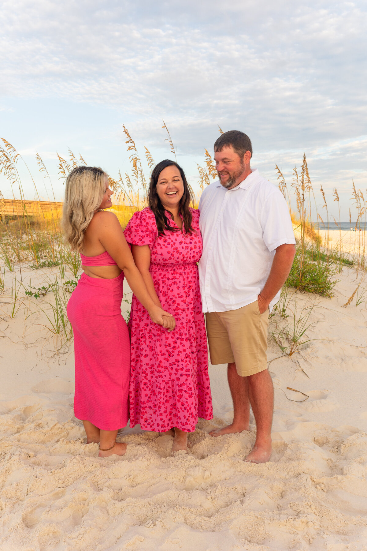 Laughing and looking at mom in a candid shot