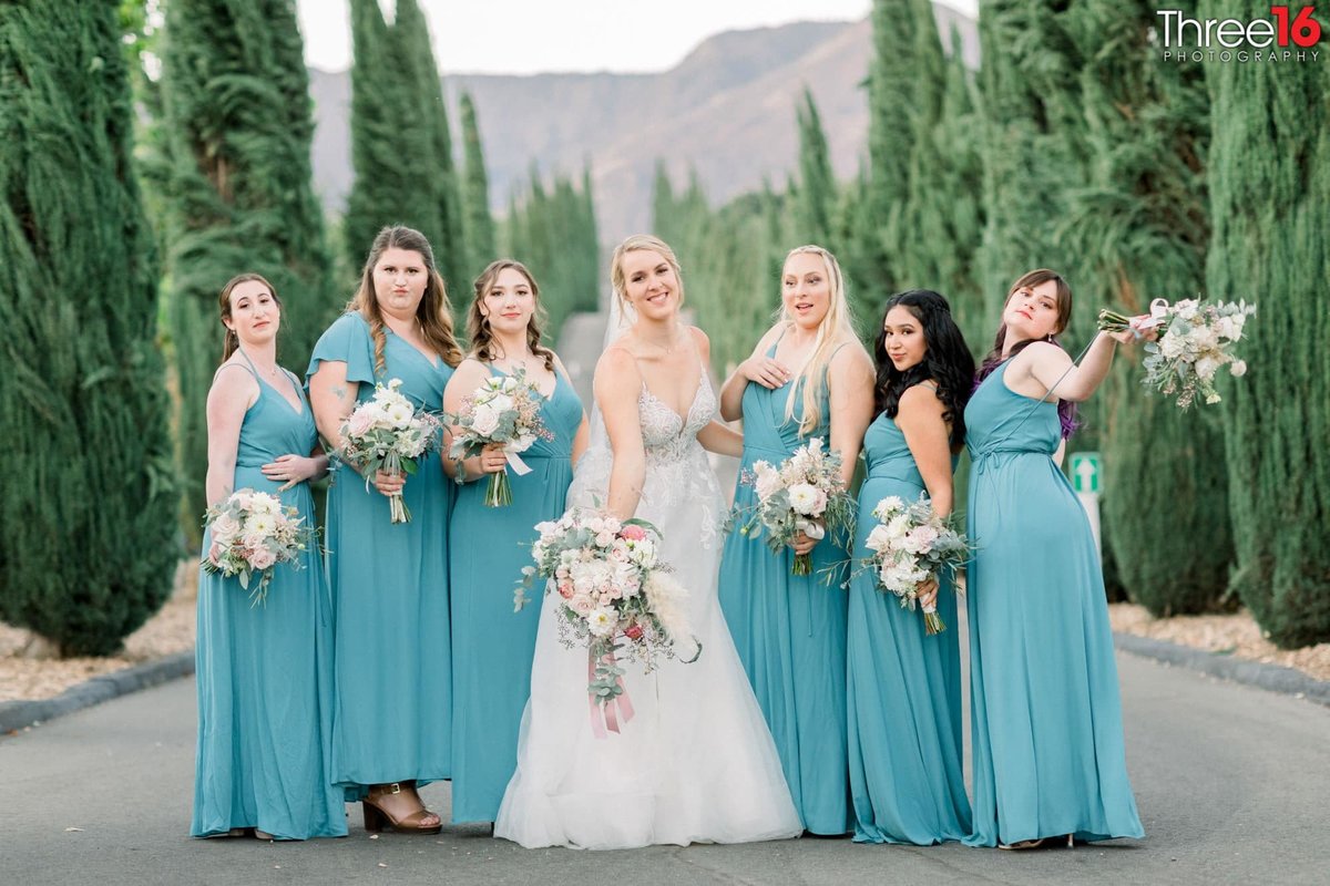 Bride and her Bridesmaid with goofy poses