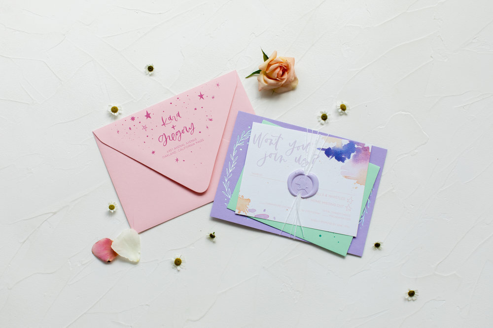 holographic+wedding+invitations+with+wax+seal