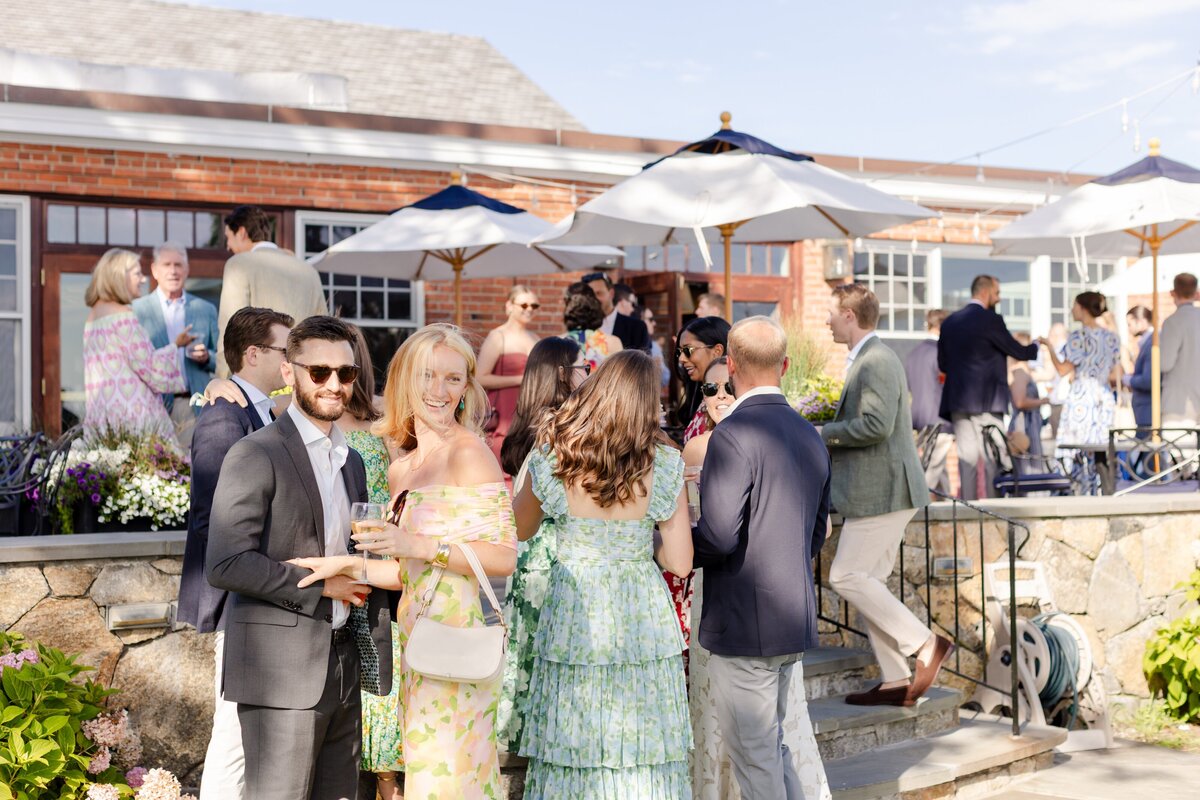 welcome drinks on the lawn of American Yacht Club in Rye, NY 