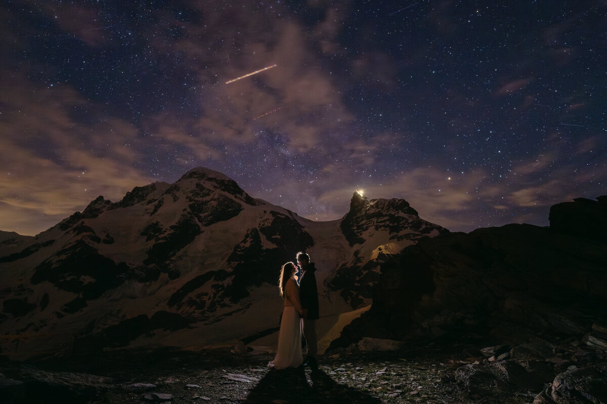 Couple in Switzerland star gazing