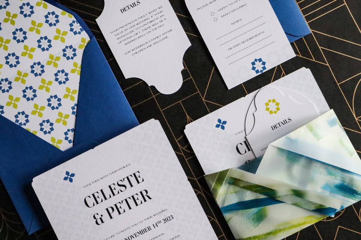 Blue-green-painted-wedding-invitations