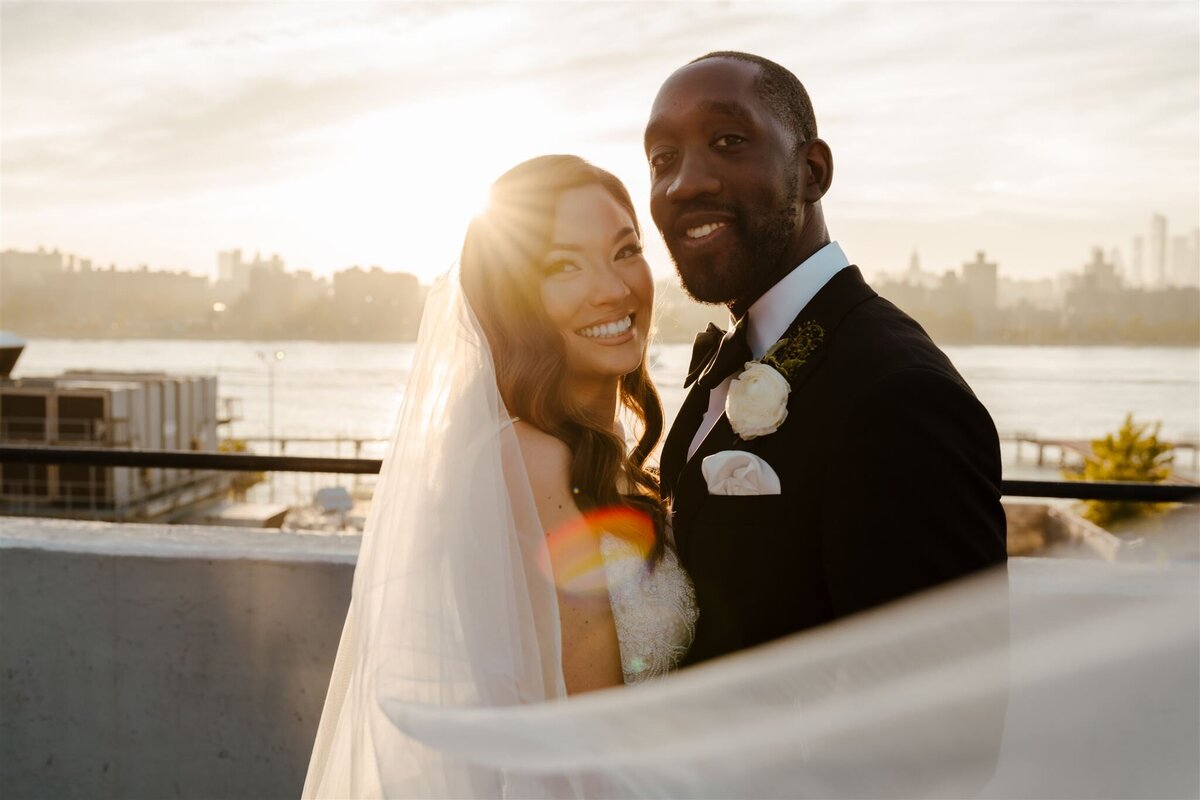 bride and groom photos during sunset