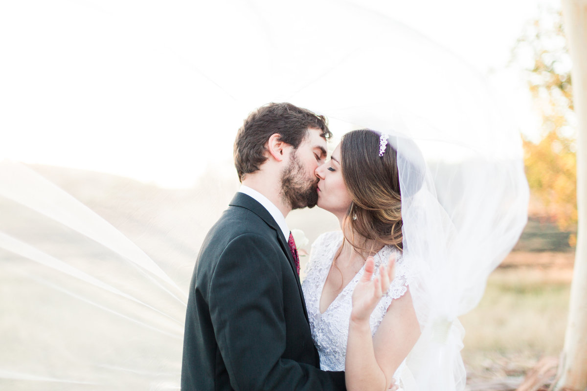 veil shot with brunette bride in bridal makeup nude eye with pink lips