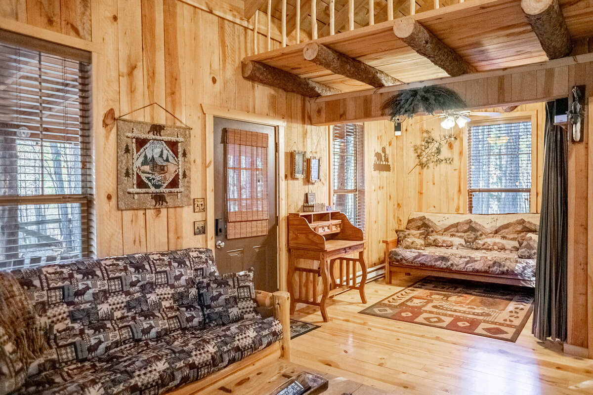 Pull out futons inside cabin near Wolfpen Gap