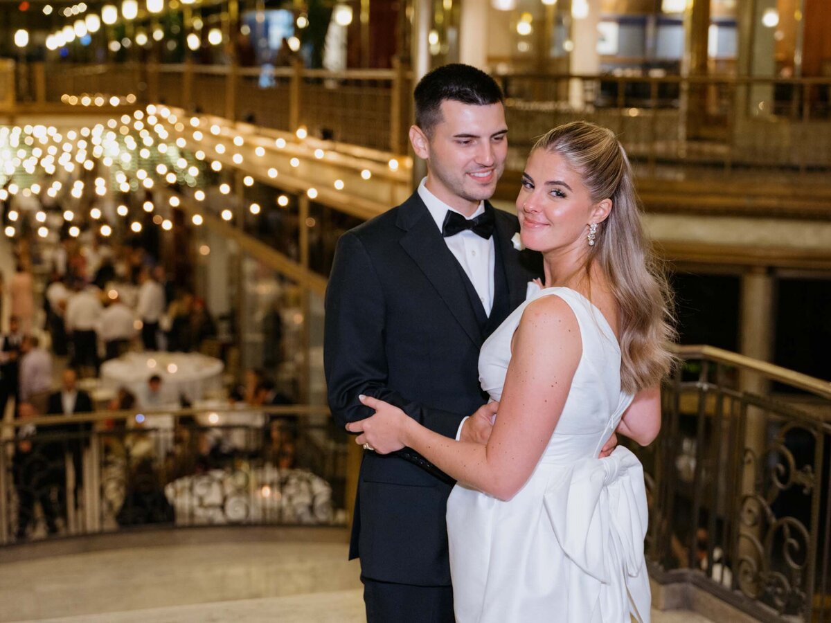 Bride and groom at the Arcade Cleveland