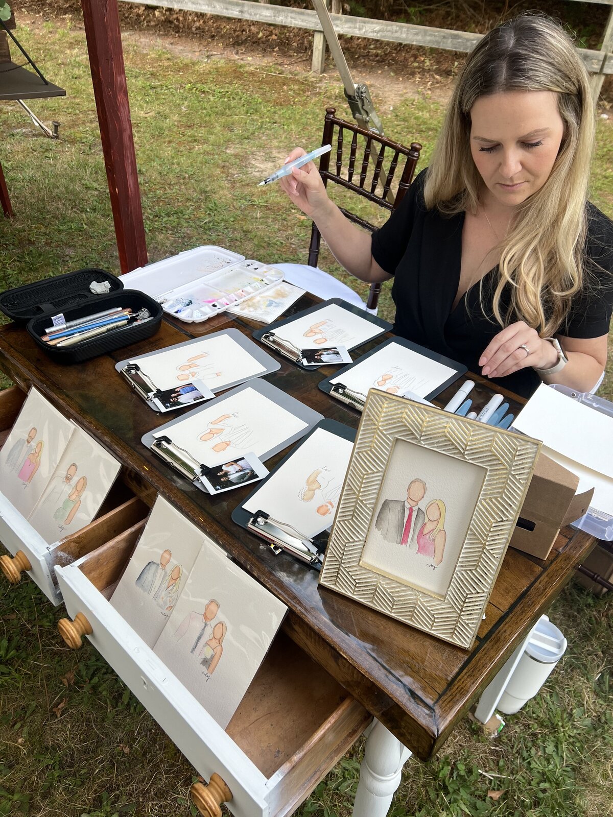 Watercolor Guest Portrait Artist Live in Cape Cod