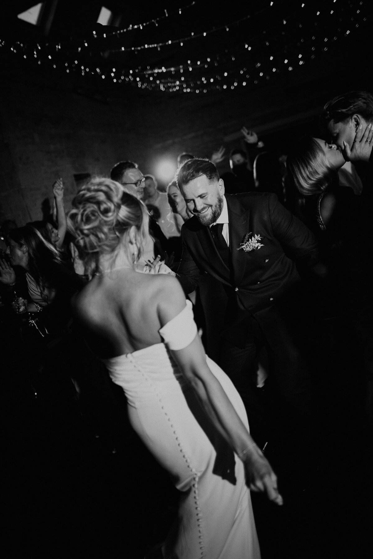 Bride and groom dance at their wedding at Lapstone Barn.