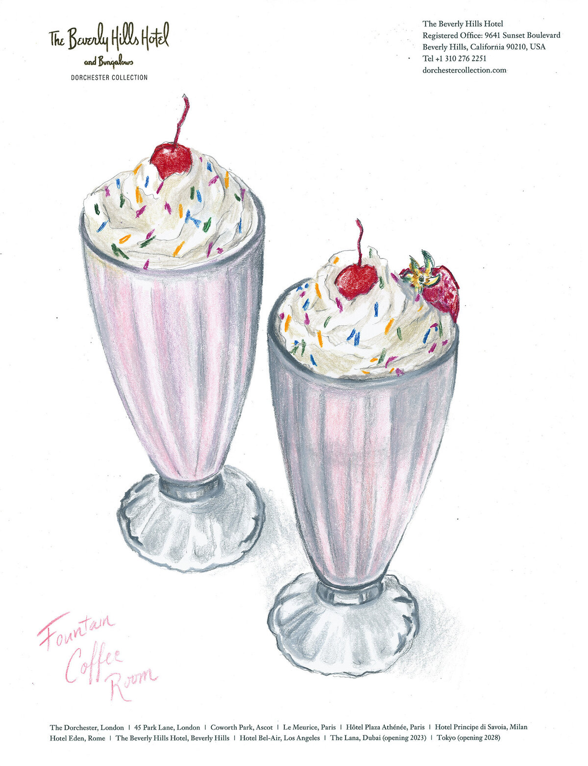 Fountain Coffee Room Shakes Hotel Drawing
