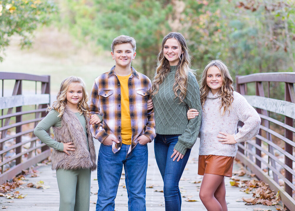 Fall Family Photo Session at a bridge in Wake Forest, NC
