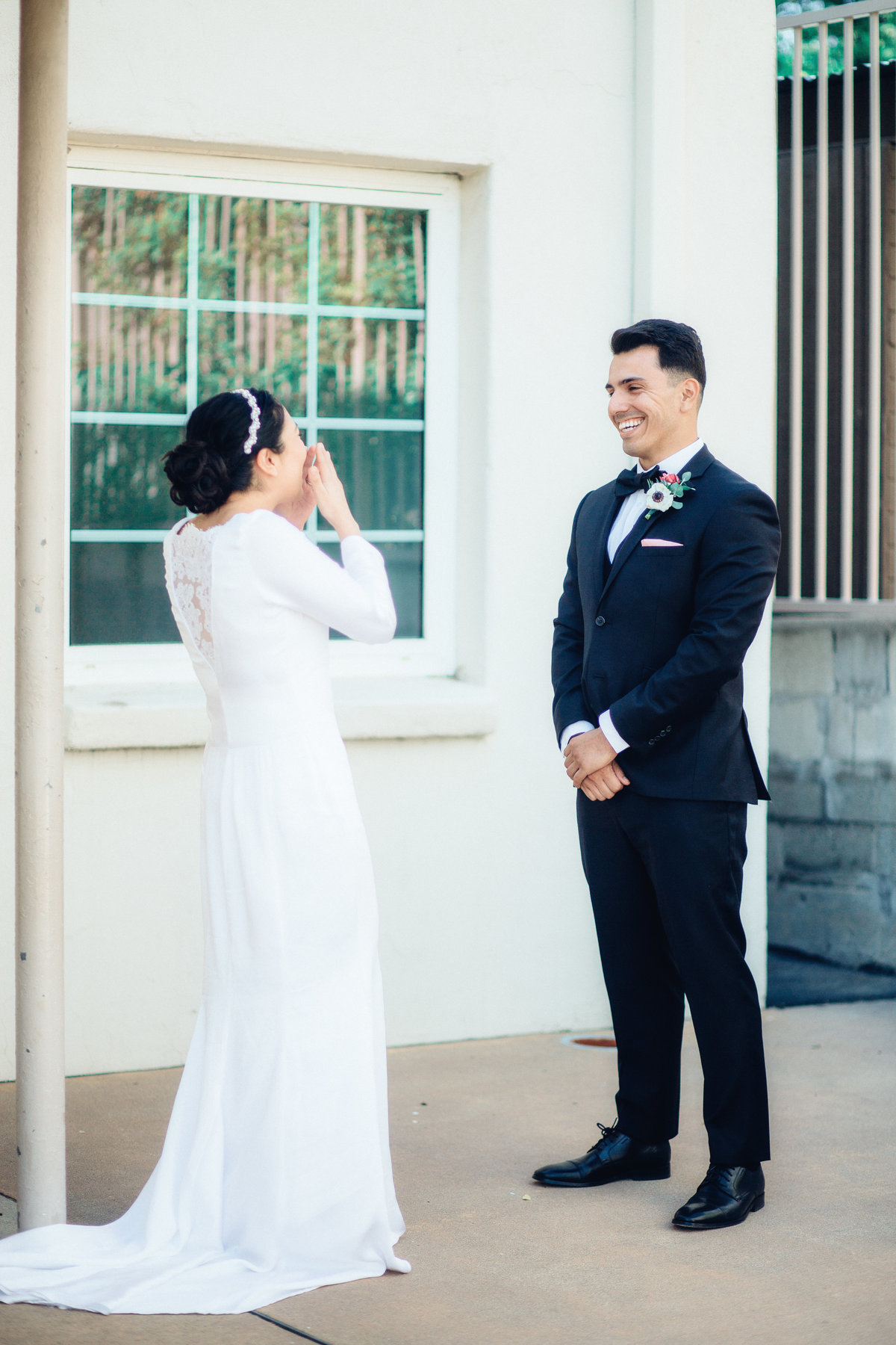 Wedding Photograph Of Bride Smiling at Her Groom Los Angeles