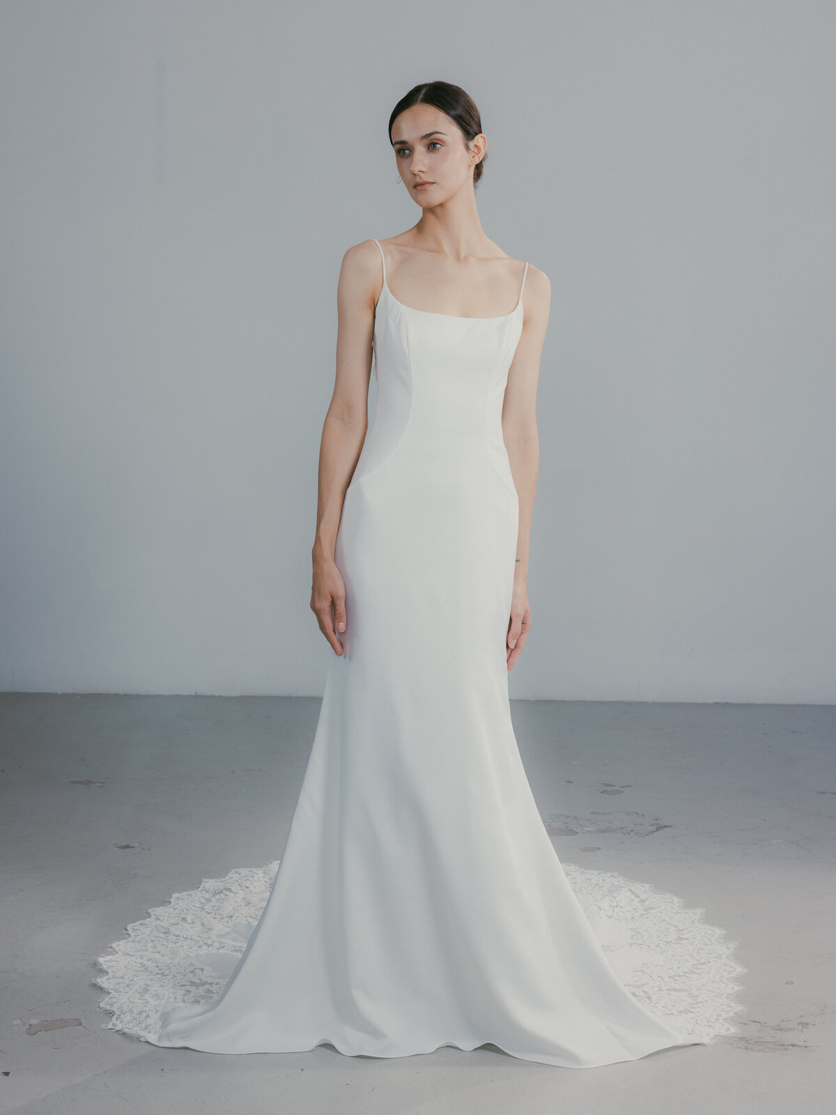 fitted crepe wedding dress