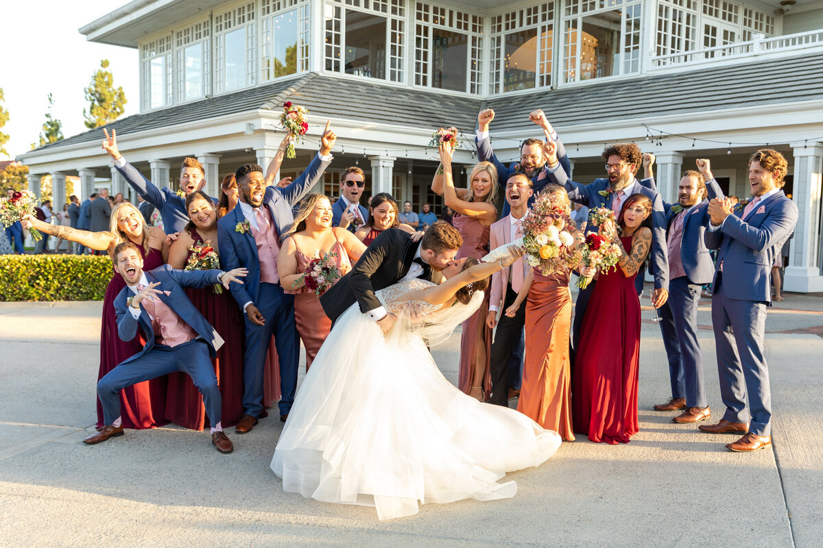 Wedding bridal party photos at wedding at Carmel Mountain Ranch Estate in San Diego, CA