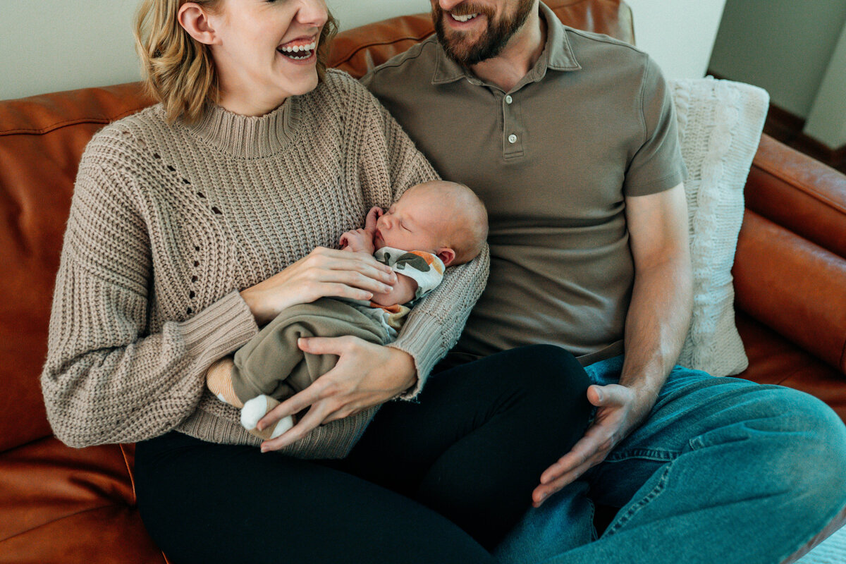 Lifestyle newborn photography in Canton home