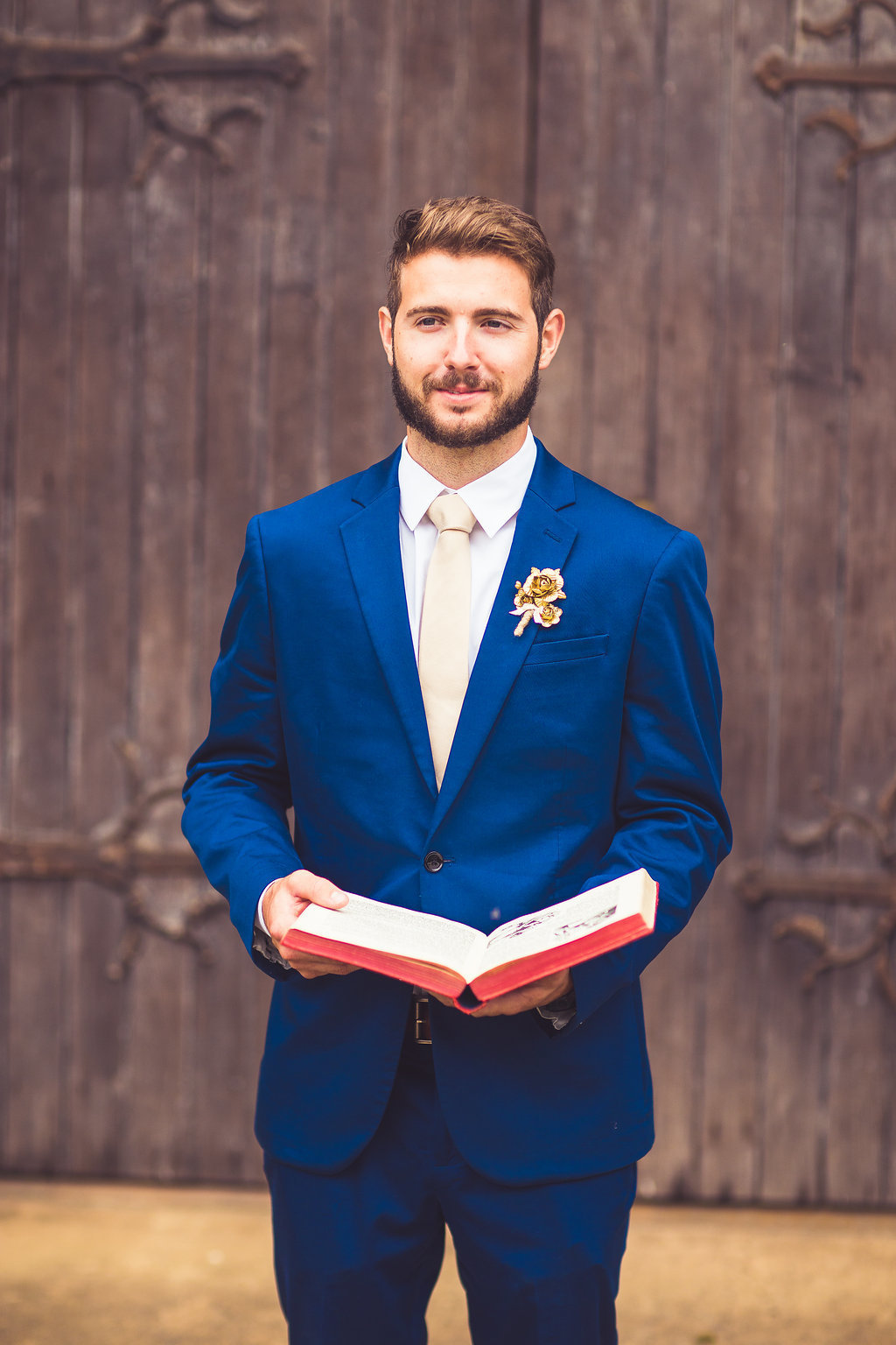 Wedding Photograph Of Man Holding a Book Los Angeles