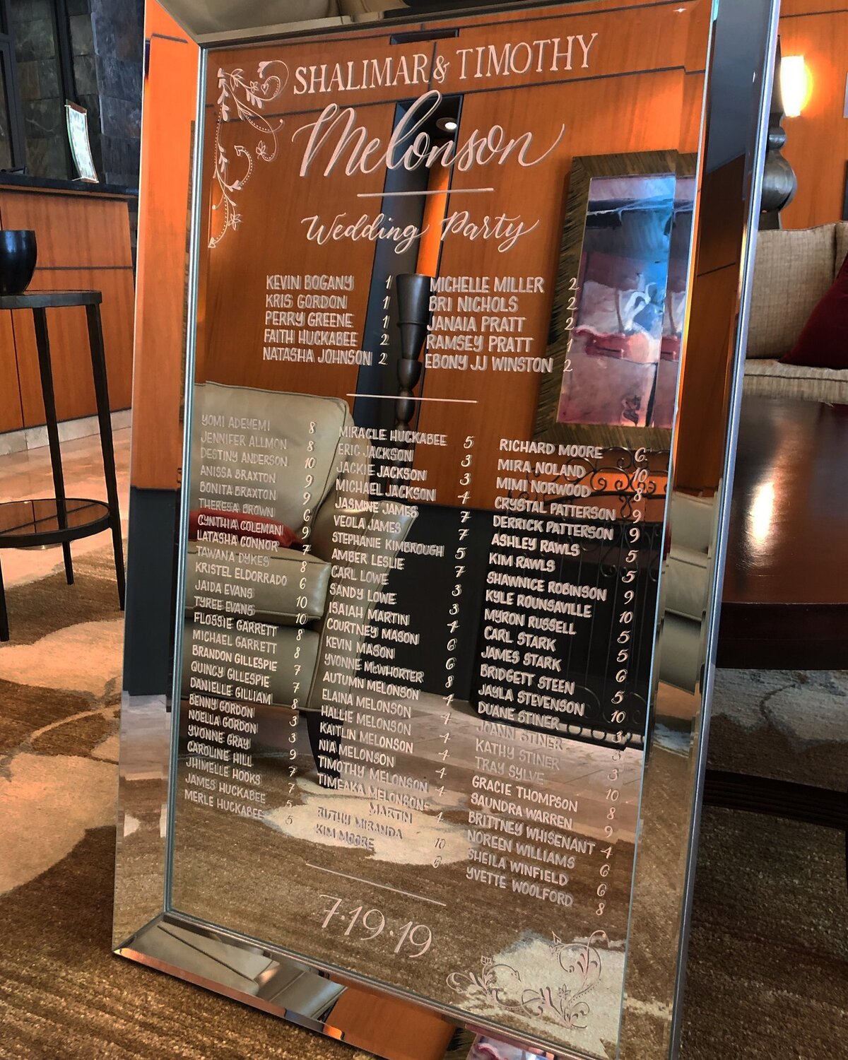 Wedding Seating Chart Calligraphy